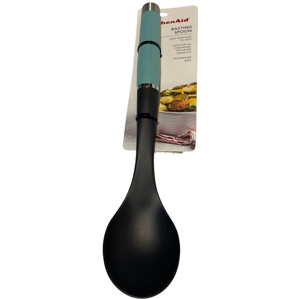 KitchenAid Basting Spoon Aqua Sky Blue Black Heat Resistant Nylon Nonstick Safe